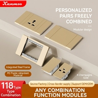 Prise murale électrique personnalisable avec interrupteur lumineux, compatible avec les normes brésiliennes, britanniques, américaines et européennes, avec port USB Type-C pour une charge rapide