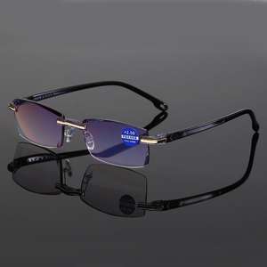 2020 nuevas gafas de lectura de corte sin marco anti-azul película Azul-hombres plegables al por mayor - Product Image 4
