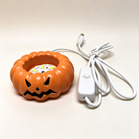 Lampe de nuit sphérique en résine citrouille d'Halloween avec interrupteur, ornement pour chambre et bureau, décorations de fête, cadeau