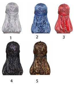חדש גברים של צבעוני נוצץ משיי Durags טורבן בנדנות כובעים לייזר גברים משי DuRag דו סמרטוט פיראטים כובע שיער אבזרים durags - Product Image 3