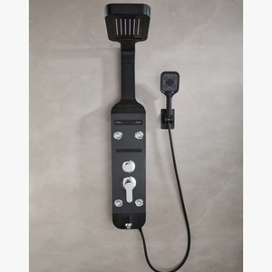 Engineering Hotel Bathroom Shower Set Wall <b>Mount</b> Rain Shower With <b>Spray</b> Massage Temperature Control Black Series - Product Image 3