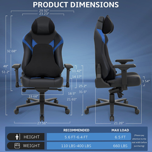 Chaise de jeu ergonomique inclinable de qualité supérieure avec pivotement à 360 degrés, hauteur réglable et support lombaire Frog <span class=keywords><strong>Trag</strong></span> de haute qualité - Product Image 3
