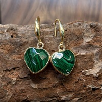 Boucles d'oreilles pendantes en forme de cœur en pierre naturelle turquoise style bohème, bijoux classiques en laiton plaqué or, tendance