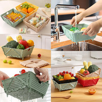 Passoires carrées pliables en plastique PP, panier de rangement pliable pour la cuisine, égouttoir pour fruits, légumes, baies, gain de place, compatible lave-vaisselle