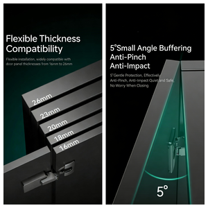 Charnières dissimulées à recouvrement total 35 mm gris titane à fermeture amortie pour meubles de cuisine et placards - Product Image 3