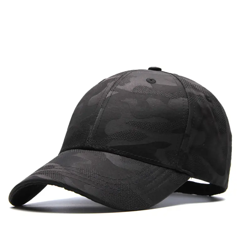 Custom Logo Fitted Baseball Cap Camo Print Cotton Baseball Cap Hats for Mens