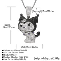 Collier Pendentif Personnage Dessin Animé Petit Diable Hip-hop en Gros, Micro-incrusté de Zircons Cubiques, Collier Mignon pour Hommes et Femmes, Bijoux Hip Hop