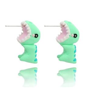 Pendientes con diseño de animales para niños, aretes de arcilla suave con diseño de dibujos animados, tiburón y dinosaurio, regalo de promoción - Product Image 5