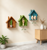 Étagère décorative murale multifonction en bois, moderne, petite, pour l'entrée de la maison, gravée et peinte par pulvérisation