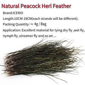 <span class=keywords><strong>Fil</strong></span> de plumes d'herl 10cm-18cm, naturel Olive vert paon, banderoles de maquillage pour Nymphs, matériel pour attacher les mouches - Product Image 2