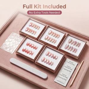 Vente en gros de <span class=keywords><strong>faux</strong></span> <span class=keywords><strong>ongles</strong></span> français en ABS, forme carrée, couvrance totale, à coller, longueur courte, pour usage en salon, personnalisables - Product Image 2