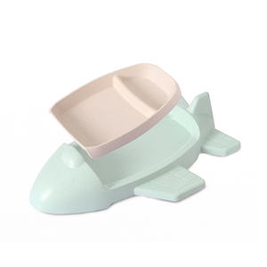 Assiette en silicone 3D en forme d'avion, compartimentée, motif dessin animé mignon, style original pour enfants de 6 mois et plus - Product Image 2