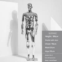 Mannequin masculin haut de gamme personnalisé en chrome argenté avec visage réaliste, modèle de corps entier en plastique pour vêtements masculins destiné aux grands magasins