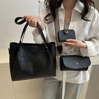 Nouveau Sac Fourre-tout Grande Capacité 2026 pour Femme, Motif Crocodile, en PU Souple Texturé, Fermeture Éclair, Doublure Polyester, Couleur Unie