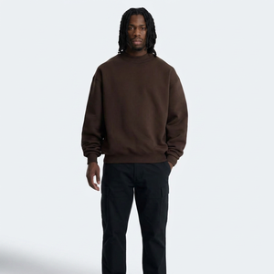 Pull à col rond marron foncé respirant coton éponge française sweats blancs hommes plaine goutte épaule pull surdimensionné sweats à capuche - Product Image 1