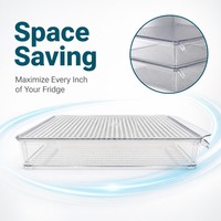 Boîte de rangement empilable pour réfrigérateur, en PET transparent sans BPA, organisateur de réfrigérateur, boîte de rangement pour économiser de l'espace, conteneur de cuisine OEM