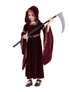 <span class=keywords><strong>Disfraz</strong></span> de bruja para niñas, <span class=keywords><strong>disfraz</strong></span> de Carnaval de Halloween, <span class=keywords><strong>hechicera</strong></span> Medieval, vestido gótico pagano de terciopelo con capucha, capa de mago vampiro - Product Image 3