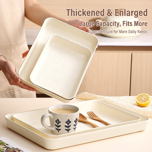 Thickened Rectangular Plastic Serving <b>Tray</b> Set Reusable Food Platter <b>for</b> Snacks Desserts and Party Catering - Product Image 1