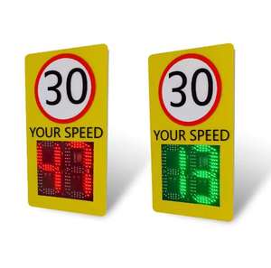 LED solare Radar segno di velocità rosso e bianco lampeggiante LED con alimentazione - Product Image 5