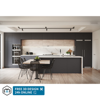 Meubles de cuisine modernes en bois stratifié blanc personnalisés par George Group, avec îlot et comptoir en marbre