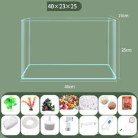 Petit aquarium pour poissons rouges, bocal rectangulaire en verre transparent, pour la maison, le salon, la cuisine, l'extérieur, éclairage à économie d'énergie et oxygénation