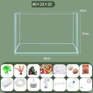 Petit aquarium pour poissons rouges, <span class=keywords><strong>bocal</strong></span> rectangulaire en verre transparent, pour la maison, le salon, la cuisine, l'extérieur, éclairage à économie d'énergie et oxygénation - Product Image 4