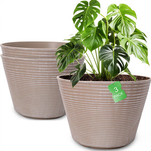 Weicheng Xing - Juego <span class=keywords><strong>de</strong></span> <span class=keywords><strong>3</strong></span> Macetas Decorativas <span class=keywords><strong>de</strong></span> Plástico con Rayas, para Jardín, Interior y Exterior, Venta al por Mayor y Personalizadas - Product Image 1