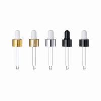Pipettes compte-gouttes en verre cosmétique noir, or et argent avec tête en caoutchouc pour sérum et huile essentielle – Vente en gros