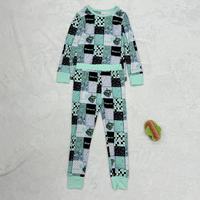 Ensemble pyjama barboteuse à manches longues en fibre de bambou, imprimé motif safari, service OEM, logo personnalisé, délai de livraison d'échantillon de 7 jours