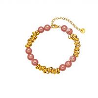 Bracelet en acier inoxydable style bohème avec perles, plaqué or 18 carats PVD, anti-ternissement, chaîne torsadée en agate, réglable pour femme