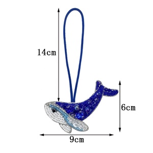 Handmade 3D Cá Voi Cá Heo Hạt Vá Appliques Thiết Kế Độc Đáo Với Pha Lê Túi Dây Buộc Treo Dây PVC Cảm Thấy Vải Cho Hat Sử Dụng - Product Image 6