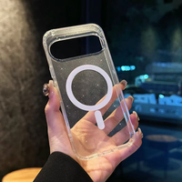Coques de téléphone de luxe magnétiques en TPU+PC avec paillettes brillantes pour Google Pixel 10/10Pro XL 9 Pro 10A 8Pro, dos transparent