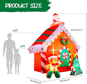 <span class=keywords><strong>Maison</strong></span> de Noël gonflable de 7,5 pieds avec Père Noël et bonhomme en pain d'épices, éclairage LED pour jardin, pelouse, <span class=keywords><strong>maison</strong></span>, décoration extérieure de Noël - Product Image 2