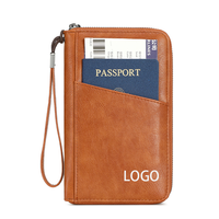 Portefeuille de voyage multifonctionnel OEM en PU, anti-RFID, avec fermeture éclair magnétique, pour passeport, billet d'avion et documents