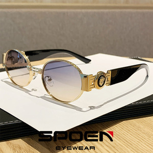 Gafas de Sol con Marco Metálico Ovalado, Lentes de Espejo, Protección UV400, Ligeras, Estilo Retro, Unisex, Casuales, para Adultos - Product Image 5