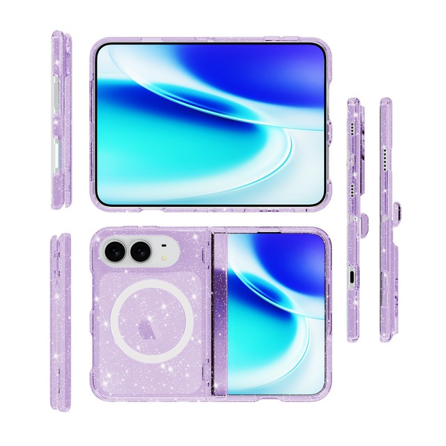 2026 New Shockproof Clear Glitter Magnetic Phone Case for Iphone Duo Cases