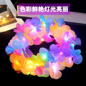 มงกุฎดอกไม้เรืองแสง ไฟ LED ประดับศีรษะ สำหรับงานปาร์ตี้ วัยรุ่น อายุ 15-35 ปี เครื่องประดับผมพลาสติกเรืองแสง - Product Image 3