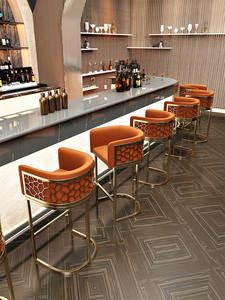 בר תעשייתי מודרני שרפרפים בד קטיפה רב צבעים בד דבש משענת מתכת pu בית קפה אוכל כסאות בר - Product Image 3