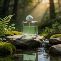 Flacon de parfum vide en verre artisanal de luxe, mini 80 ml, de haute qualité, forme rectangulaire, avec pulvérisateur et sérigraphie mate