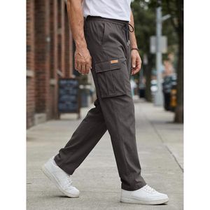 Mens Casual Baggy <b>Cargo</b> <b>Pants</b> Elastic Waist <b>Stretch</b> Sweatpants Loose Fit Multi Pockets Outdoor Hiking Workout Joggers - Product Image 3