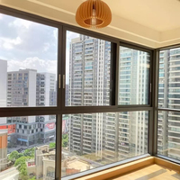Fenêtre coulissante en aluminium à rupture de pont thermique, style minimaliste moderne, résistante au vent, étanche, insonorisée, isolation thermique, pour hôtel