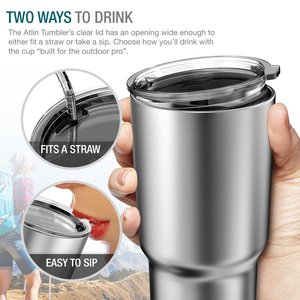 Vacuum Insulation Travel Mug Clear Lid Coffee <strong>Cup</strong> Straw <strong>for</strong> Office <strong>Works</strong> Tumbler 30 oz Double Wall Stainless Steel Thermos <strong>Cup</strong> - Product Image 2