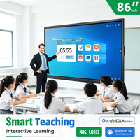 Tableau blanc interactif intelligent ELON OEM 4K 55-110 pouces Android/OPS tactile 20 points D-LED 120Hz pour l'enseignement en classe et au bureau