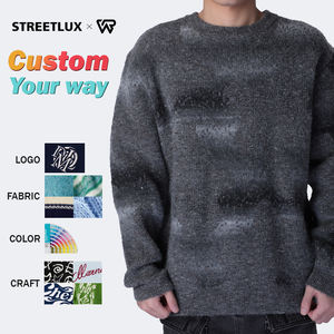 Suéter de punto Jacquard de Mohair personalizado con logotipo personalizado ODM y OEM, suéter de contraste, suéter de cuello redondo de retazos irregulares sueltos - Product Image 1