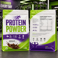 Sachet personnalisé avec logo pour poudre protéinée, scellé sur huit côtés, qualité alimentaire, avec fermeture éclair, emballage stand-up en aluminium pour poudre de protéines de lactosérum