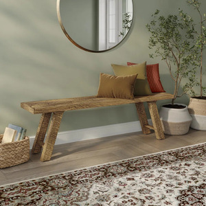 Minimalist Durable Solid Wood <b>Indoor</b> Dining <b>Bench</b> Modern Rustic Design Home Furniture Living Room Bedroom Entryway Seating - Product Image 2