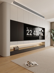 Armadietto da parete in stile semplice moderno <span class=keywords><strong>per</strong></span> TV personalizzabile da soggiorno con pannello in legno a LED incorporato - Product Image 2