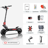 YUME Raptor2 250W Dual-Motor-Roller mit 11-Zoll-Straßen- und Geländereifen, Faltbarer Langstrecken-Elektroroller für Erwachsene