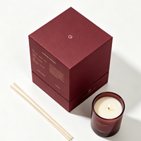 Boîte cadeau rigide de luxe personnalisée pour bougies, couleur bordeaux, avec insert, faible MOQ, vente en gros