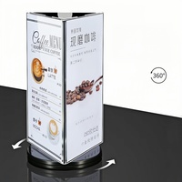 Présentoir rotatif en acrylique à trois côtés Supports de menu en acrylique de bureau Base ronde Présentoir personnalisé à rotation à 3 côtés